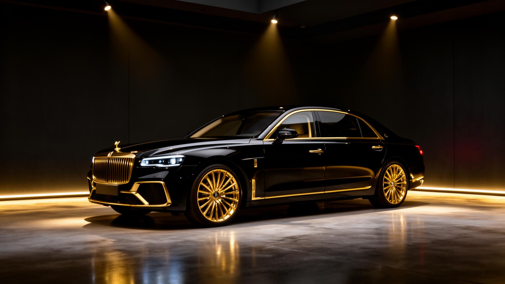 Luxury vehicle in private showroom